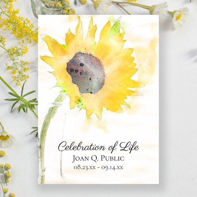 Gult Solros Watercolor Firande Life Inbjudningar (Skapare uppladdad)