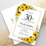 Gult Solros White Daisy Blommigt 30års födelsedag Inbjudningar<br><div class="desc">Söt gult solroskort blommigt 30års födelsedag kort. Gult och vita daisy med solblommor. Ett rektangulärt guld ram ge är en elegant vibe. Mycket enkelt att anpassa. Den där baksidan är vit med en solrosbukett. Det här är en perfekt för en sommardag. Denna punkt är party i Gulten Solros and White...</div>