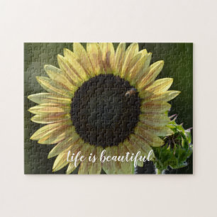 Gult Solrosblomma med biinspirationskvot Pussel