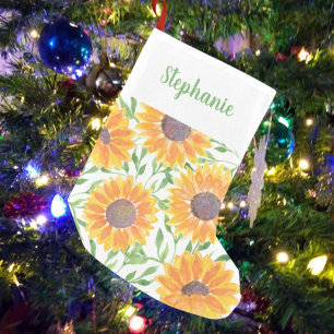 Gult SolrosBlommigt Liten Julstrumpa