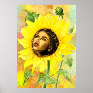 Gult Solrosblommor Poster