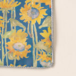 Gult Solrosfärgens Blommigt Sjal<br><div class="desc">Lägg ut din vardrobe i stil med den här blommigten. Den här designen har en trädgård av solblommor av gult som är målade i vattenfärg på en vibrerande blå bakgrund. Designad av världsberömd konstnär ©Tim Coffey.</div>