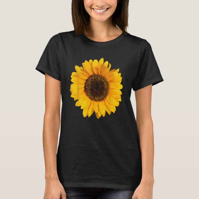Gult Solrosfärgens Blommigt Vattenfärgsposition T Shirt (Framsida)