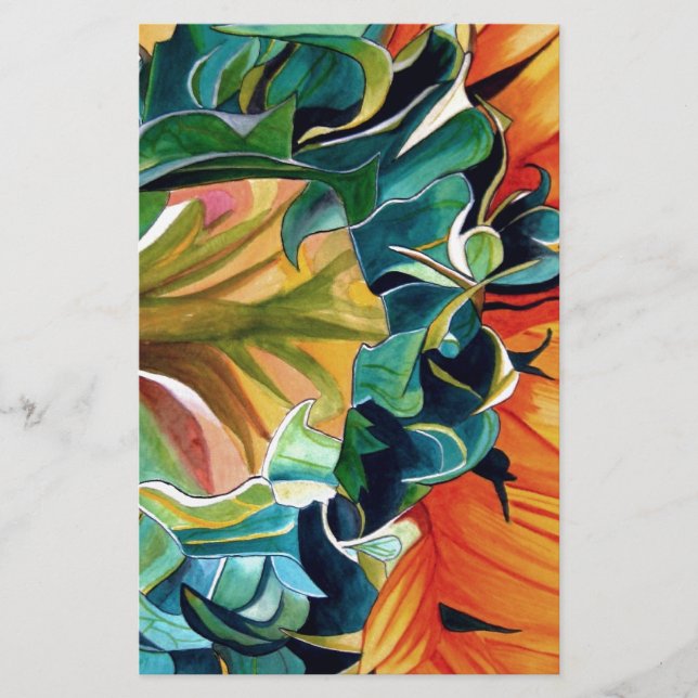 Gult Solrosfärgsoriginalfärgning Brevpapper (Framsida)