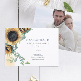 Gult Solrosform Spara datumkort med platt skrift Spara Datumet