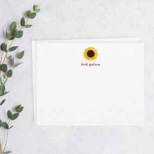 Gult Solrosgolv Personlig Stationery Flat Anteckningskort