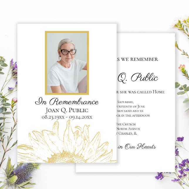 Gult Solrosgrafik Dödsårsdag Inbjudningar (Skapare uppladdad)