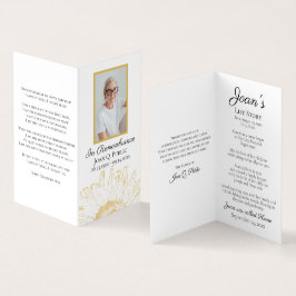 Gult Solrosgrafik Funeral Memorial Prayer Visitkort