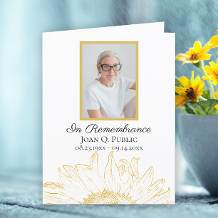 Gult Solrosgrafik Funeral Memorial Sympathy Tack Kort