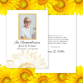 Gult Solrosgrafik Funeral Sympathy Tack Kort
