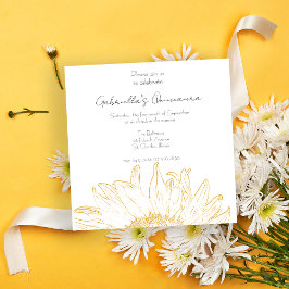 Gult Solrosgrafik Quinceanera Party Inbjudningar