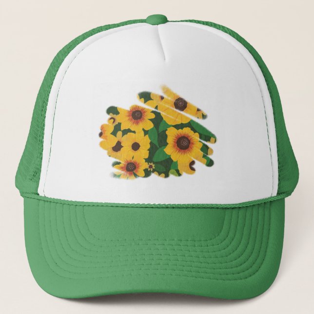 Gult Solroskorch Brushstroke Stil Hats Keps (Framsida)