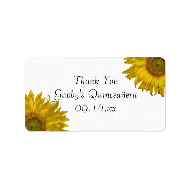 Gult Solroskvällade Tack - favorittaggar Adressetikett (Framsidan)