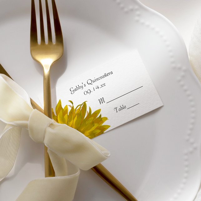 Gult Solroskvinceanera-monteringskort Placeringskort (Skapare uppladdad)