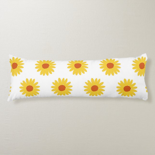 Gult Solrossolens Blommigt Enkel blomma Mönster Kroppskudde (Framsidan)