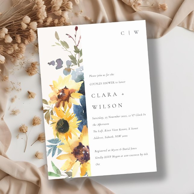 Gult Solrossolrosskugga för Blommigt av rustik  Pa Inbjudningar (Skapare uppladdad)