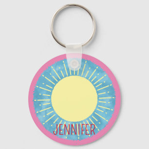 Gult Solskin i Blå himmel eget namn Nyckelring