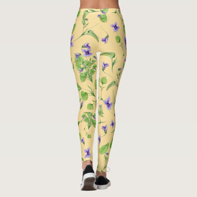 Gult Sommar Leggins med vattenfärgsvåld Leggings (Baksida)