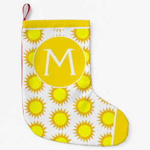 Gult sommar Sol Sunshine Rays Monogram Liten Julstrumpa