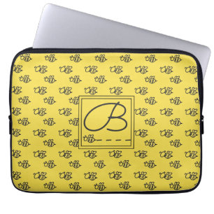 Gult Sommarbin Monogram Mönster Laptop Fodral