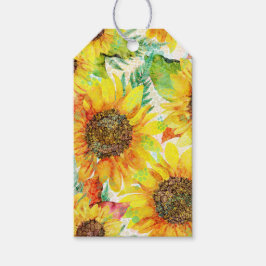 Gult Sommarblommor Presentetikett