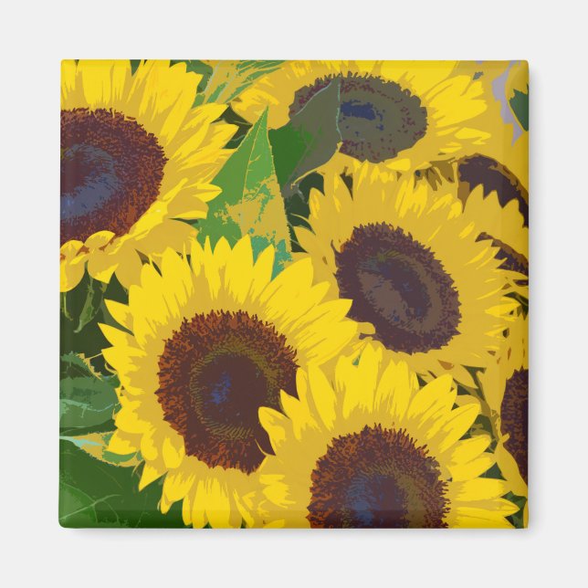 Gult Sommarsolblommor, tryckmagnet Magnet (Framsidan)