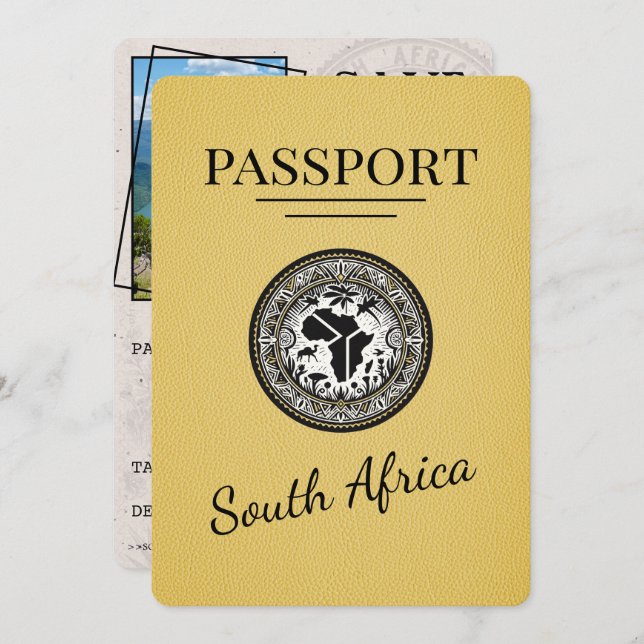 Gult South Afrika Passport Spara Datumet (Fram/baksida)