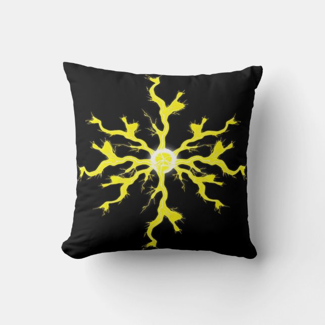 Gult Spark Blixt Pillow Kudde (Framsida)