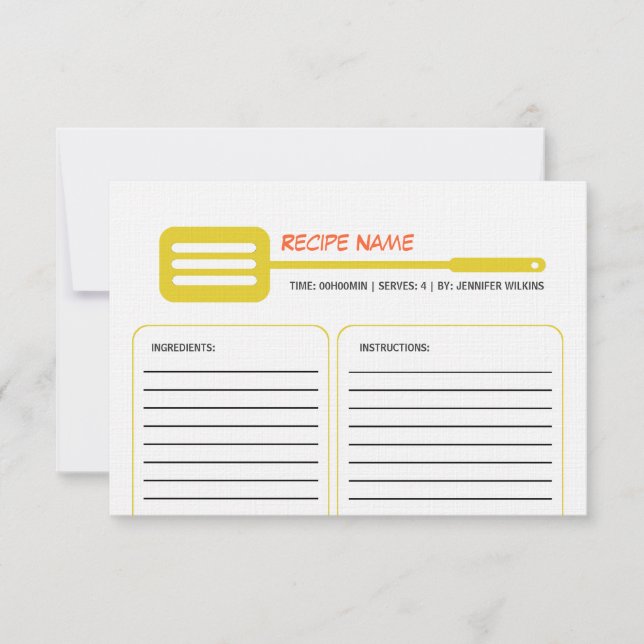 Gult Spatula Recept Card Inbjudningar (Framsida)