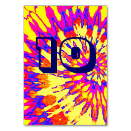Gult Spiral Tie Dye Bröllop Bord 1 Bordsnummer