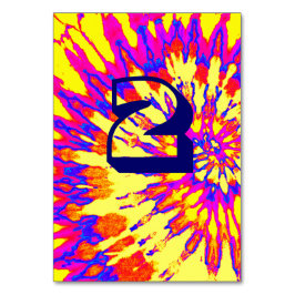 Gult Spiral Tie Dye Bröllop Bord 2 Bordsnummer