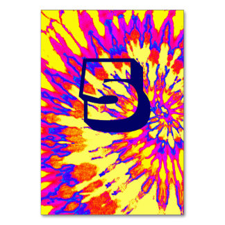 Gult Spiral Tie Dye Bröllop Bord 5 Bordsnummer