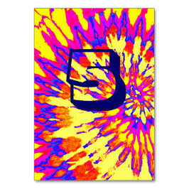 Gult Spiral Tie Dye Bröllop Bord 5 Bordsnummer