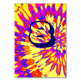 Gult Spiral Tie Dye Bröllop Bord åtta Bordsnummer