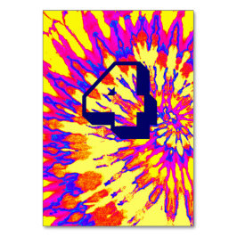 Gult Spiral Tie Dye Bröllop Bord Fyra Bordsnummer