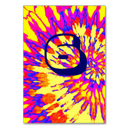Gult Spiral Tie Dye Bröllop Bord sex Bordsnummer