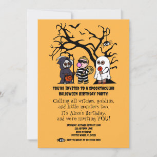 GULT SPOOKTACULAR Halloween-Födelsedagsfest Inbjudningar
