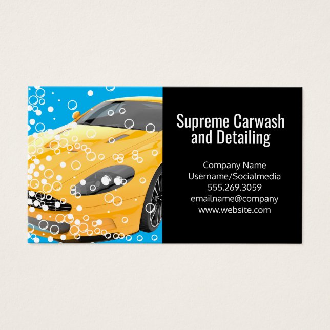 Gult sportbil | Bubbar Visitkort (Framsidan)