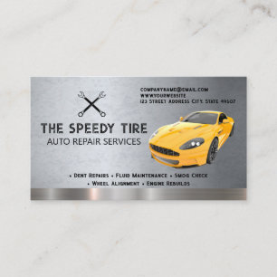 Gult sportbil Reparera Affärskortet Auto Shop Visitkort