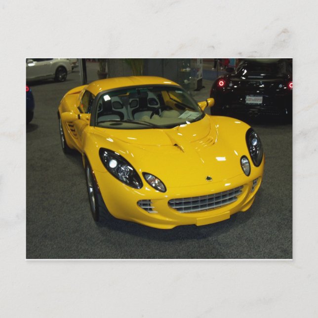 Gult sportbil vykort (Framsida)