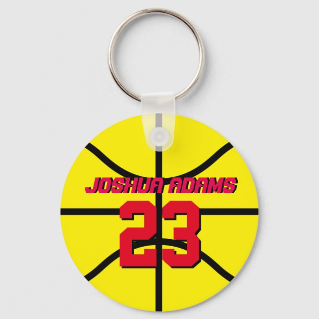Gult Sports Team Idrottsmans Basketball Keychain Nyckelring (Framsida)