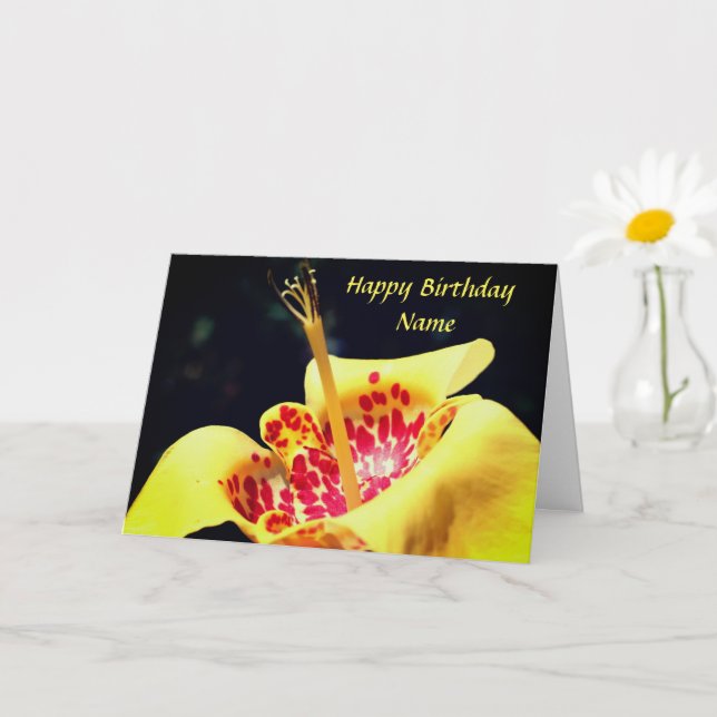 Gult Spoted Lily Flower Personlig Birthday Kort (Liten växt)