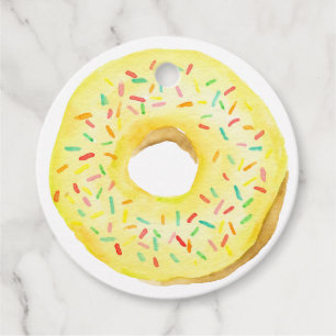 Gult Sprinkle Donut Födelsedagsfest Tack Gåvor Etiketter