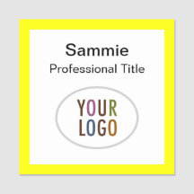 Gult Square Badge Business Logotyp Magnetic eller 