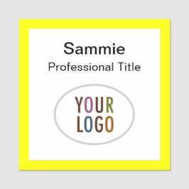 Gult Square Badge Business Logotyp Magnetic eller  Namnbricka