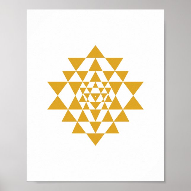 Gult Sri Yantra Helig Geometry Wall Art Poster (Framsidan)