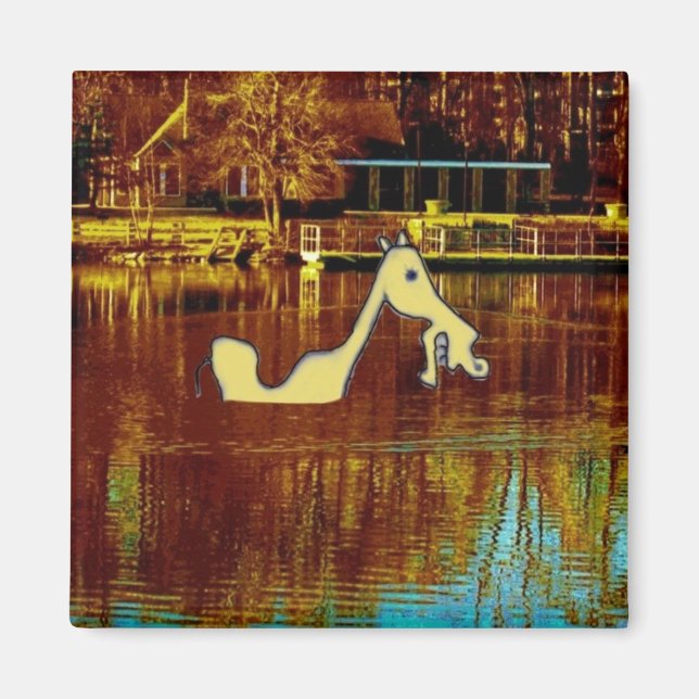 Gult Stallion som tar en bath Magnet (Framsidan)