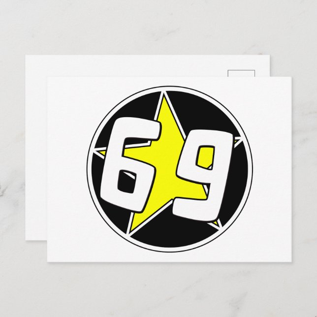 Gult Star 69 Helg Vykort (Fram/baksida)