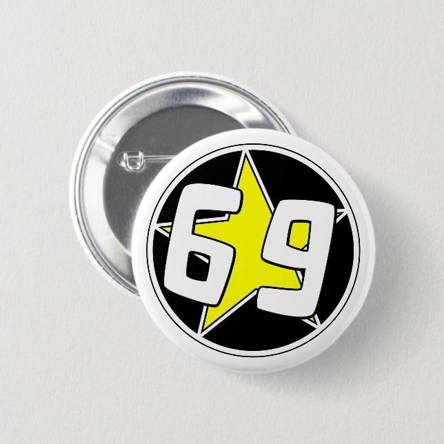 Gult Star 69 Knapp (Framsida & baksida)