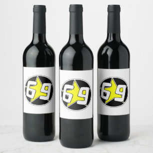 Gult Star 69 Vinflaska Etikett